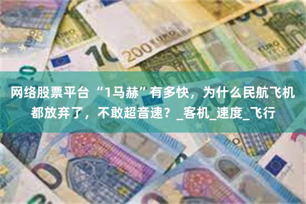 网络股票平台 “1马赫”有多快，为什么民航飞机都放弃了，不敢超音速？_客机_速度_飞行