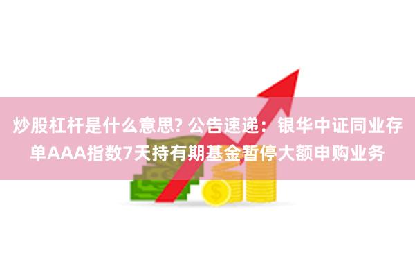 炒股杠杆是什么意思? 公告速递：银华中证同业存单AAA指数7天持有期基金暂停大额申购业务