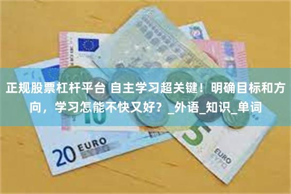 正规股票杠杆平台 自主学习超关键！明确目标和方向，学习怎能不快又好？_外语_知识_单词